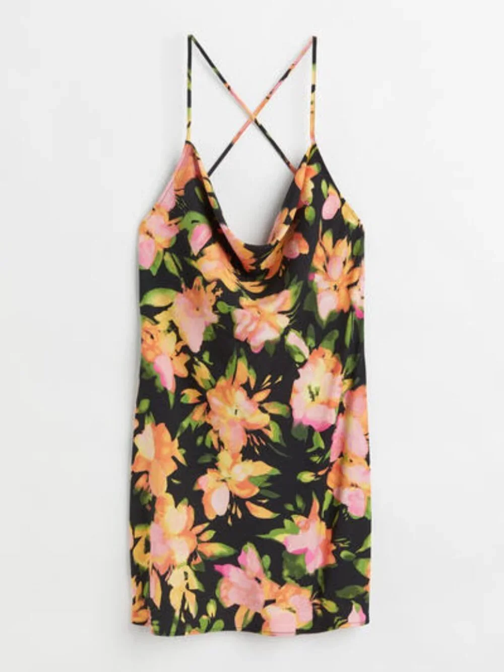H&M - Floral Slip Dress with Pink & Orange Blooms - Picture 1 of 3
